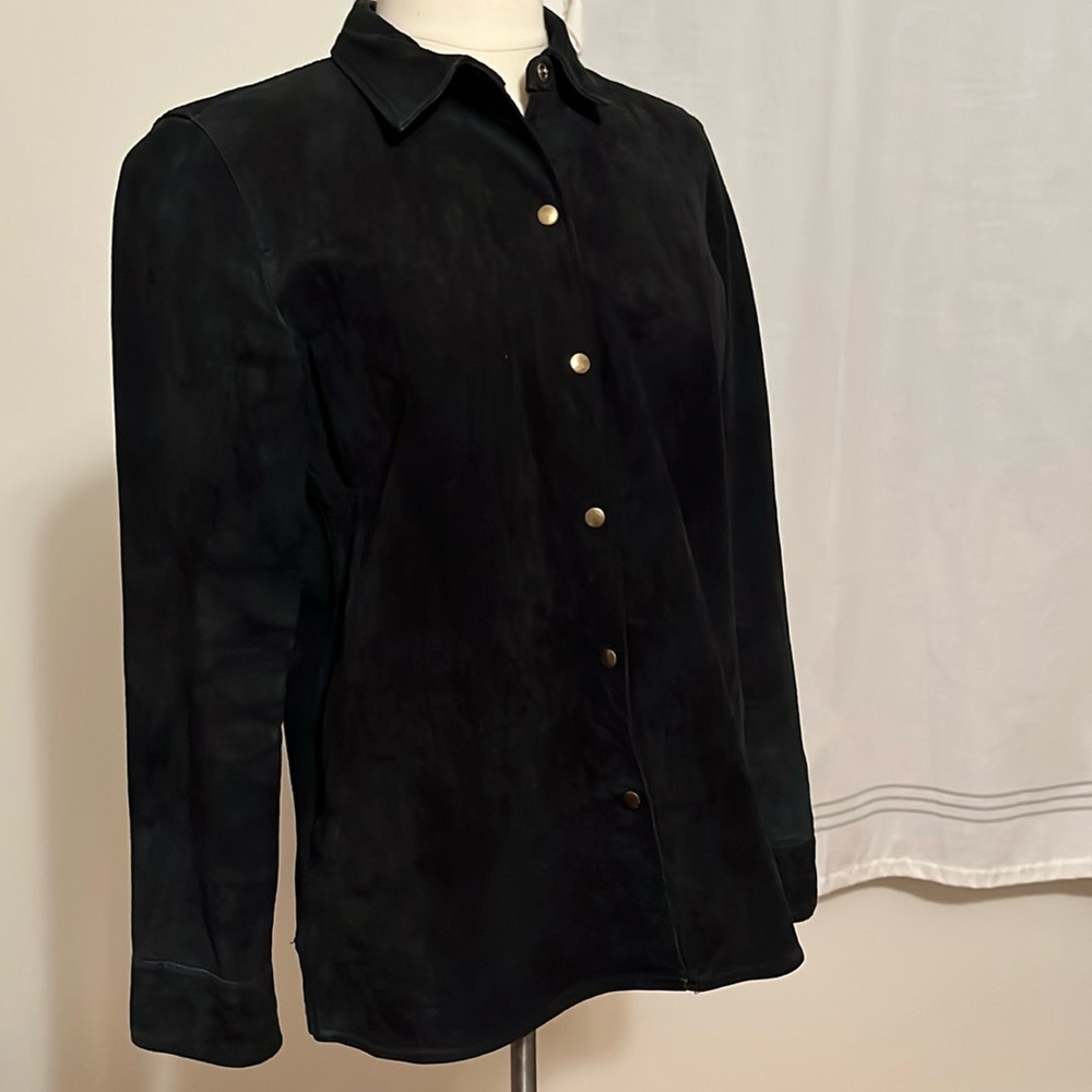 Vintage black suede snap shirt or jacket